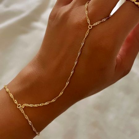 18K GP Singapore ring bracelet | dainty ring bracelet | handlet bracelet | finger chain bracelet | hand chain bracelet | gift for her